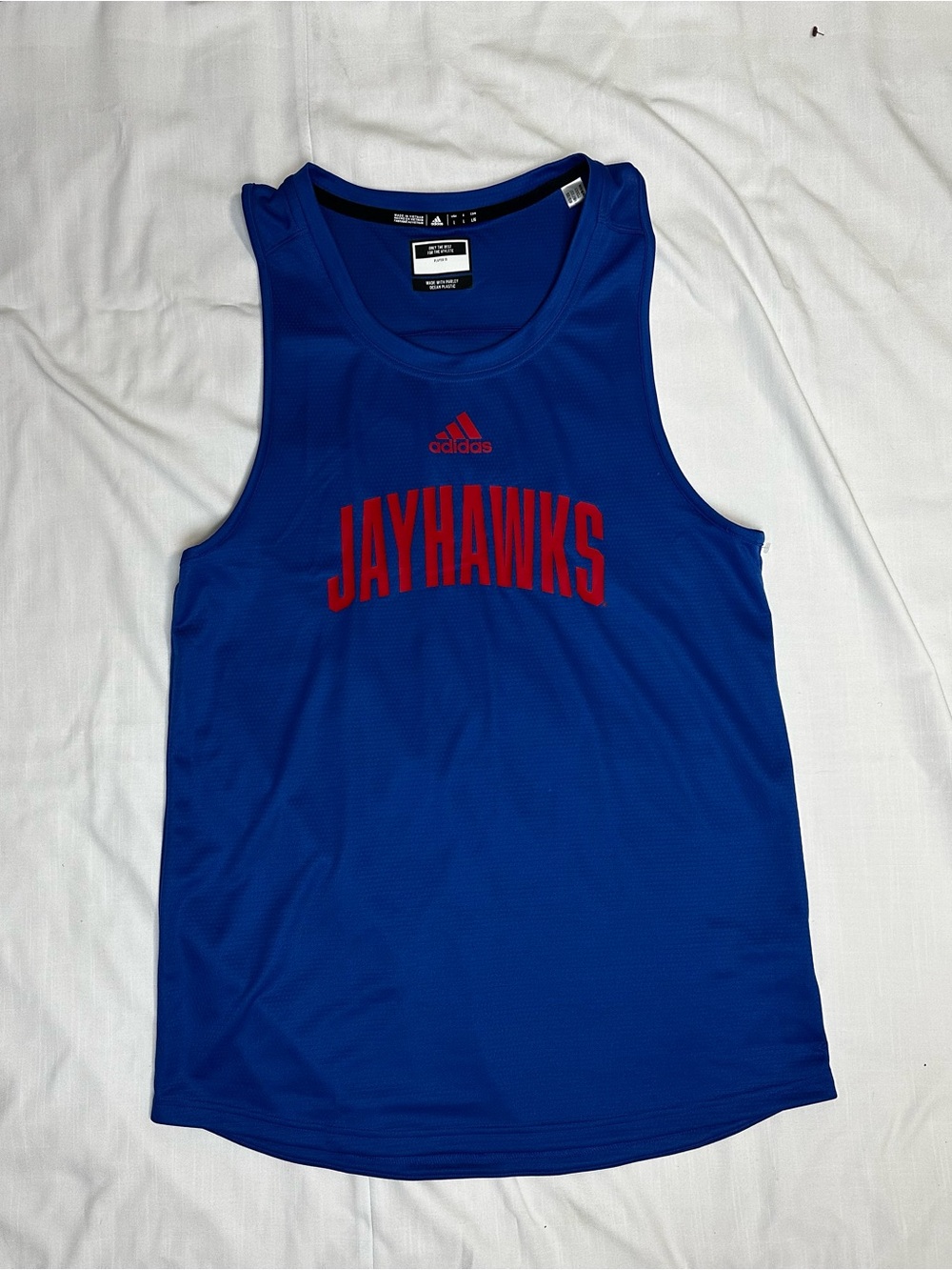 adidas Kansas Jayhawks Tank Top - Blue/Red Sleeveless Shirt Men's L